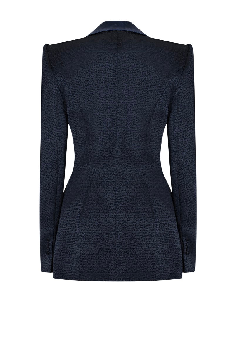 LEKIEU LUCCA jacket in midnight blue, stylish men's jacket with a sleek design, shown on a model.