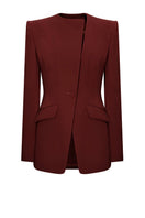 LeKieu PISA burgundy jacket with a stylish, fitted design and front zipper, perfect for casual and everyday wear.