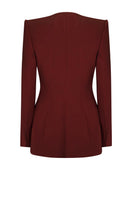 LeKieu PISA Burgundy Jacket featuring a stylish, tailored design with a zipper closure and classic collar.