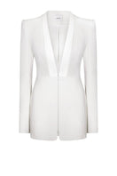 White LEKIEU Florence jacket with a tailored fit, featuring a sleek design and stylish collar, perfect for casual or semi-formal wear.
