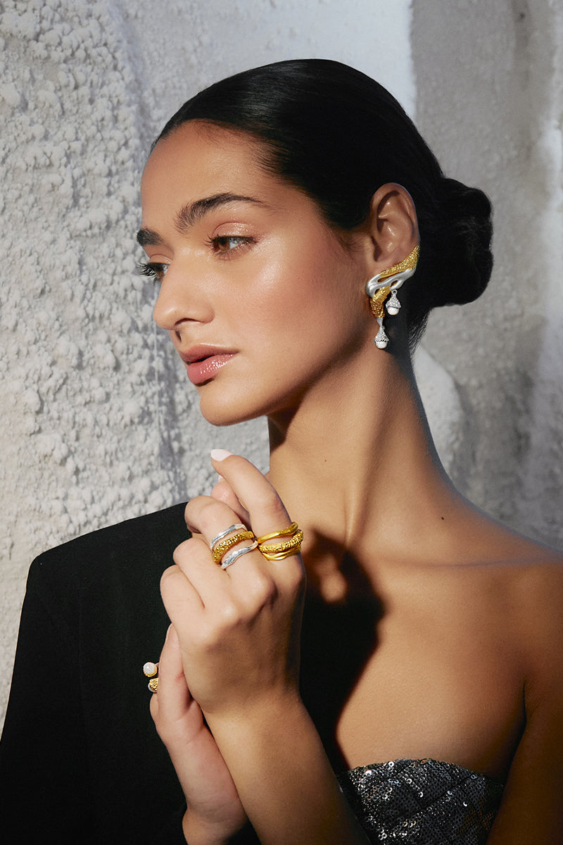 Jude Benhalim Cassandra Mix Standard Ring featuring a unique design with mixed metals and intricate detailing.