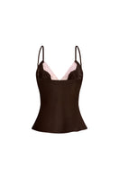 Scarlett Gasque Jayne camisole in chocolate plum color, soft fabric, featuring a sleeveless design and delicate neckline.