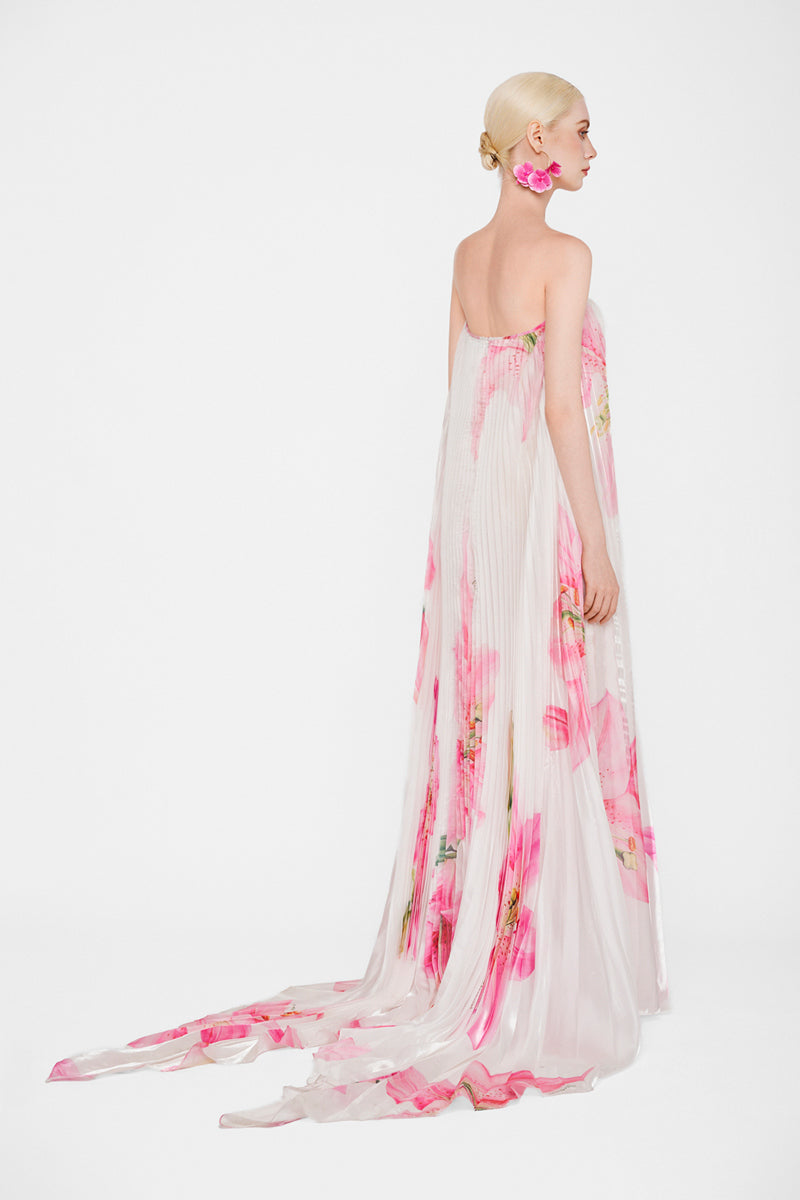 Valenciani CULT MIA X VALENCIANI The Blossom pleated maxi gown, flowing fabric with floral-inspired design, elegant and stylish for formal occasions