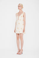 Valenciani starfish mini dress in ivory, stylish sleeveless dress with a fitted bodice and flared skirt, perfect for summer outings.