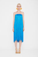 Valenciani CULT MIA X all-over fringe midi dress featuring layered fringe details and a flowing silhouette.