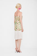Multicolor sequin mini dress with fringe by Valenciani, featuring a stylish midi dress design, shown on a model.