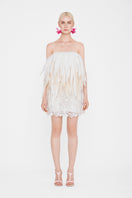 White Jelly Fish mini dress by Valenciani, featuring a stylish, fitted design perfect for summer or casual occasions.