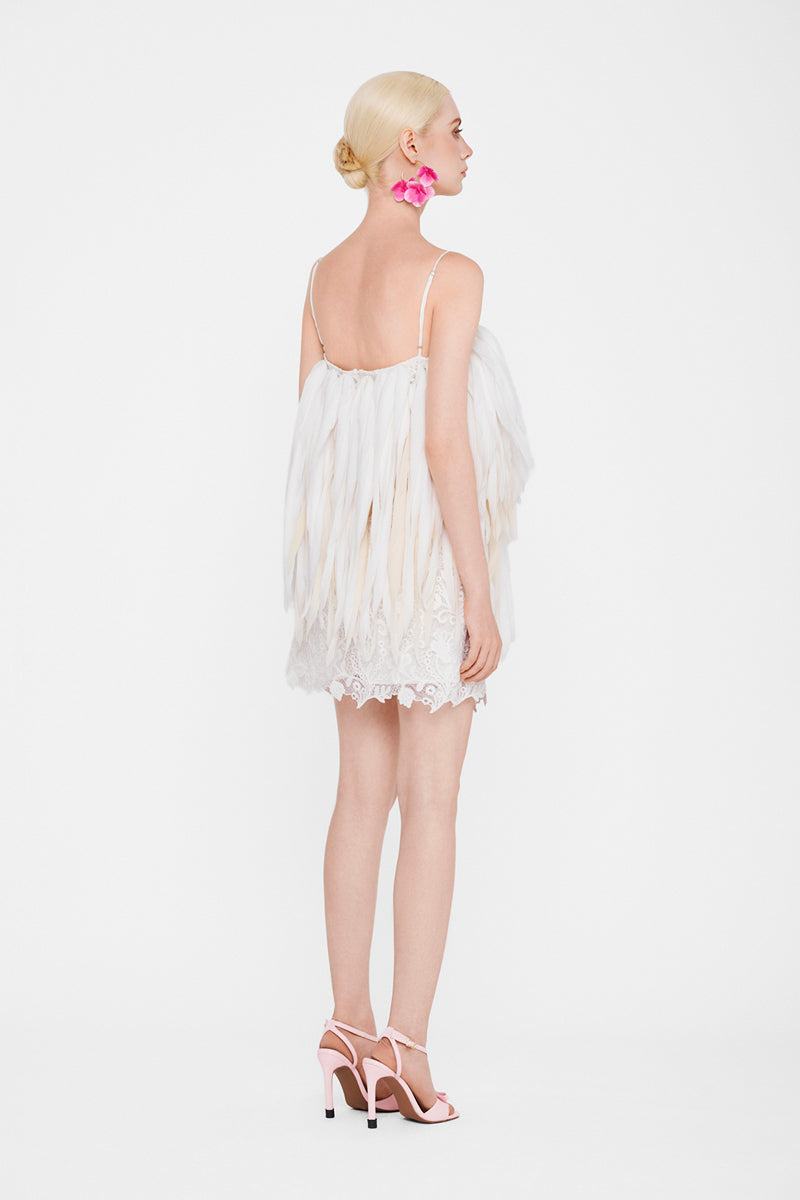 White Jelly Fish mini dress by Valenciani, featuring a stylish and lightweight design perfect for summer or casual outings.