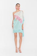 Valenciani multicolor one-shoulder mini dress, stylish and vibrant, with a fitted silhouette and elegant design.