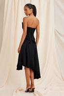Black Lauren corset top by Scarlett Gasque, front view showing fitted design and lace-up details.