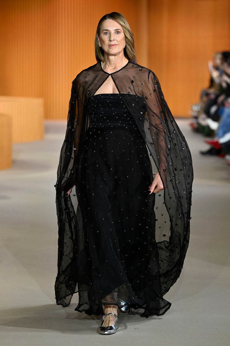 MAXI FLORAL BEADED CAPE IN NOIR - CULT MIA