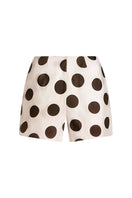 Scarlett Gasque Monique Short in Dot with chocolate and mauve pattern, lightweight casual shorts for warm-weather wear