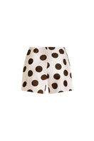 Scarlett Gasque Monique Short in dot pattern, chocolate mauve color, showing lightweight fabric and stylish fit.