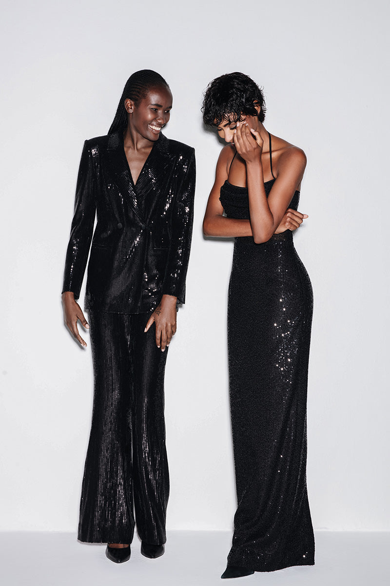 SEQUIN MAXI DRESS IN BLACK - CULT MIA
