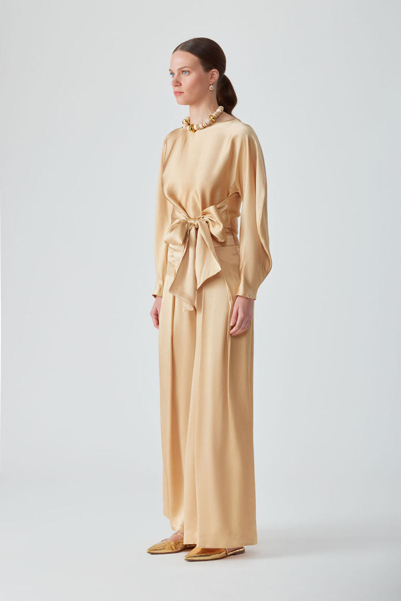 SUFIA SILK PANT IN SAFFRON - CULT MIA