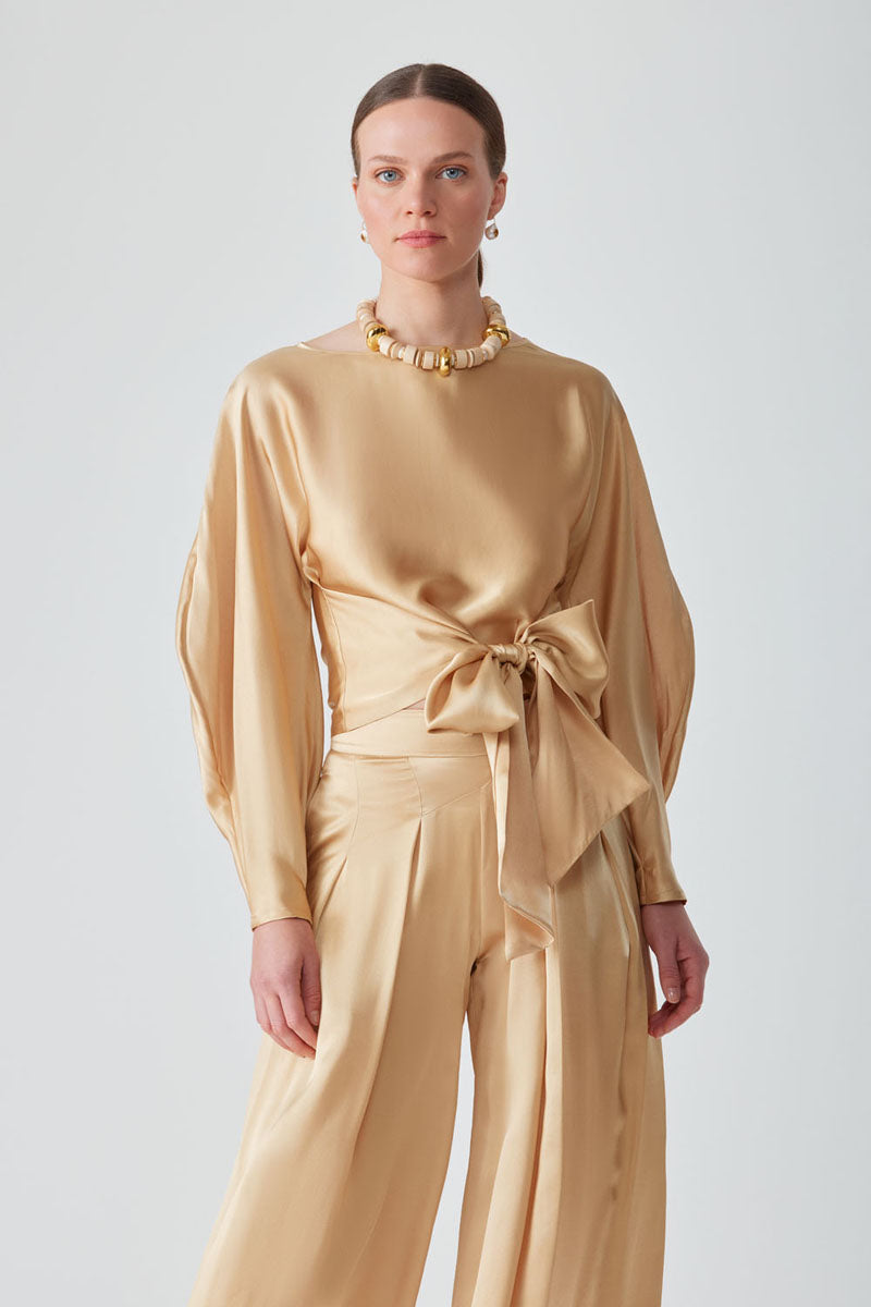 SUFIA SILK PANT IN SAFFRON - CULT MIA