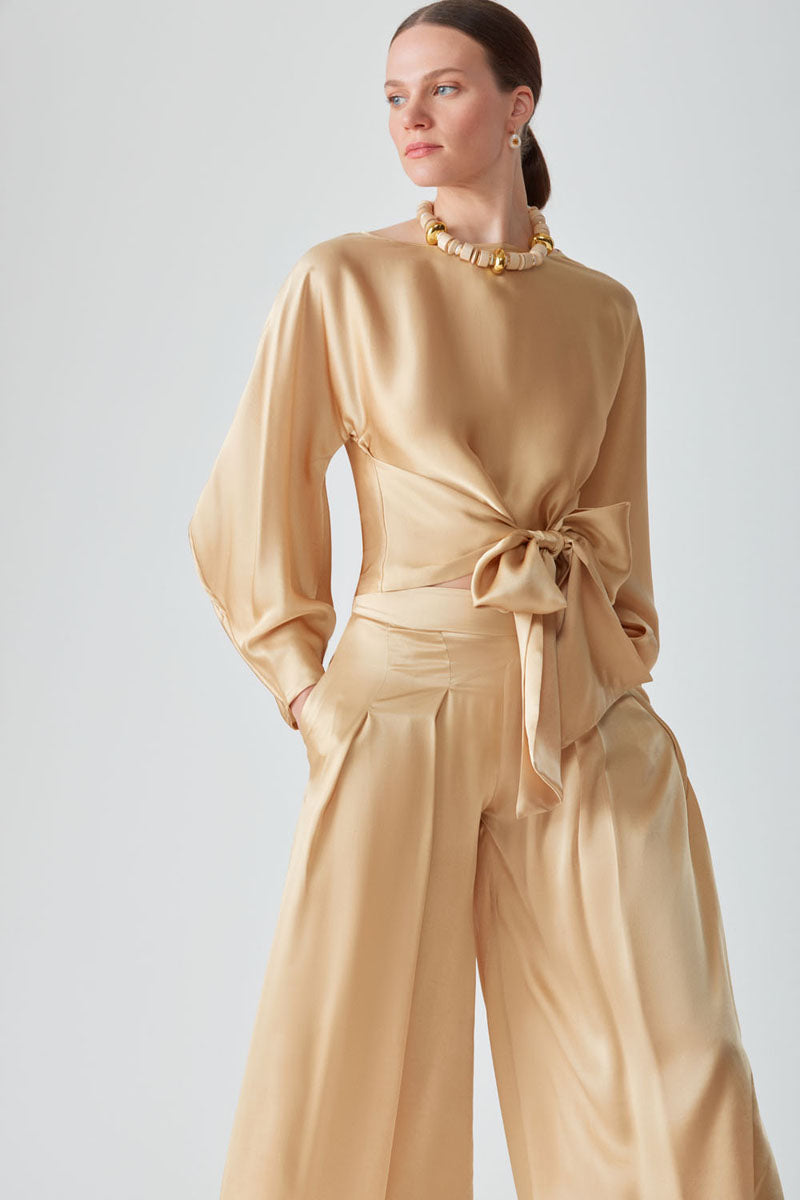 SUFIA SILK PANT IN SAFFRON - CULT MIA