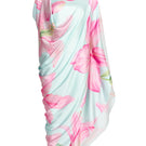 Multicolor asymmetrical drape maxi dress by Valenciani featuring flowing fabric and stylish design.
