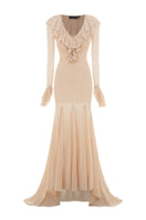 Valenciani CULT MIA X Valencianni Seraphina maxi dress in flowing fabric with a elegant silhouette and intricate detailing.