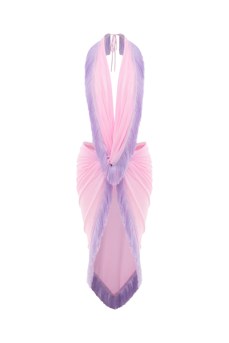 Valenciani fringed scarf with soft fabric and stylish fringe detailing, shown in a natural drape.