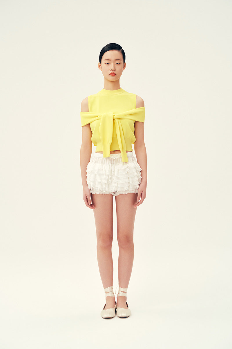 Chictopia Lola short in ivory fabric, featuring a stylish design with a comfortable fit and casual summer style.