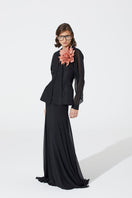 Black cutout flared top by BABUKHADIA, featuring a stylish design with cutout details and flared sleeves.