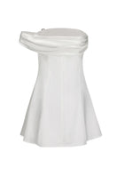 White Cornelia mini dress by Nana Jacqueline, back view showing fitted silhouette and elegant design details.