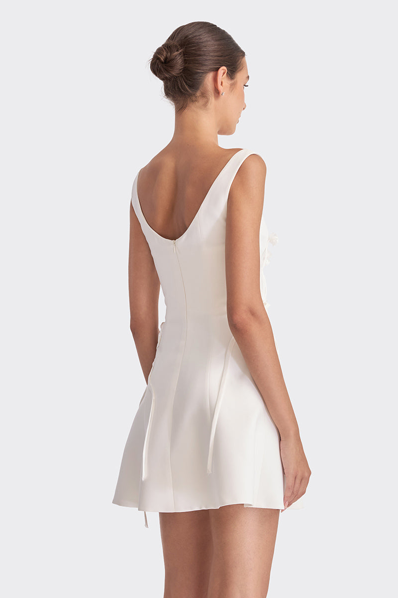 CORSET WHITE A-LINE MINI DRESS - CULT MIA