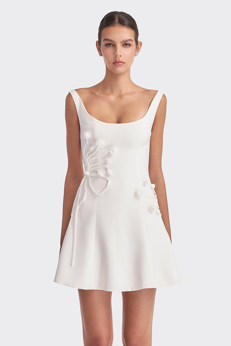 CORSET WHITE A-LINE MINI DRESS - CULT MIA