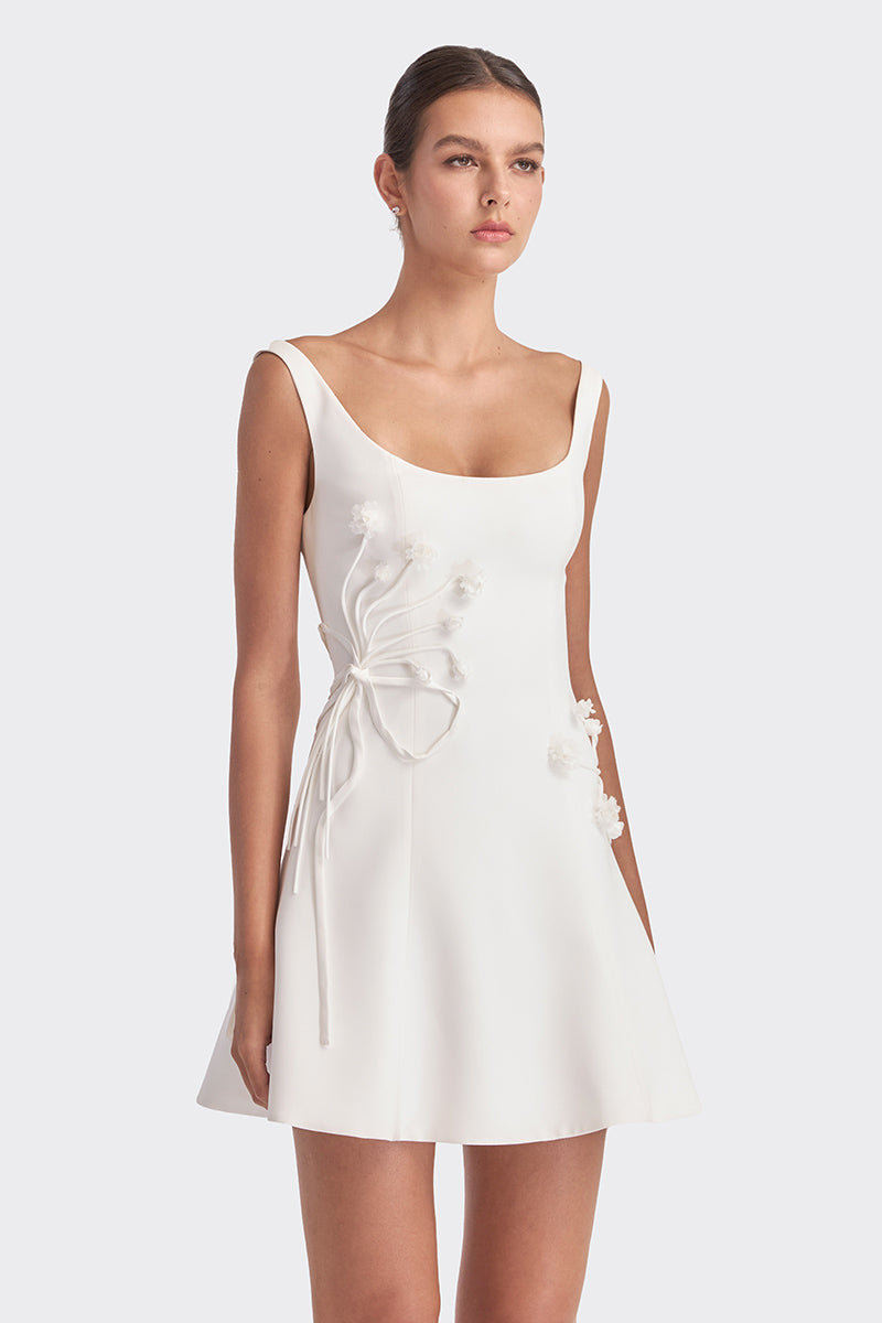 CORSET WHITE A-LINE MINI DRESS - CULT MIA