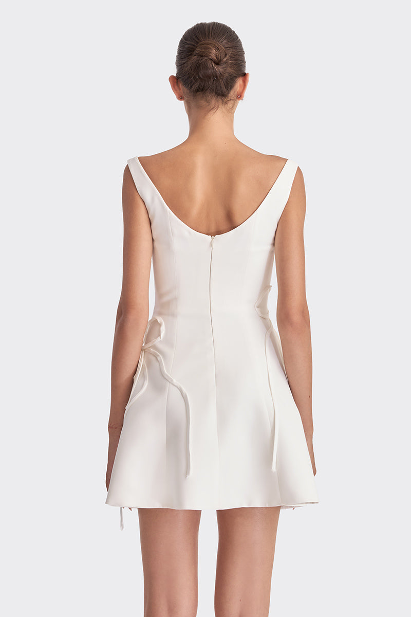 CORSET WHITE A-LINE MINI DRESS - CULT MIA