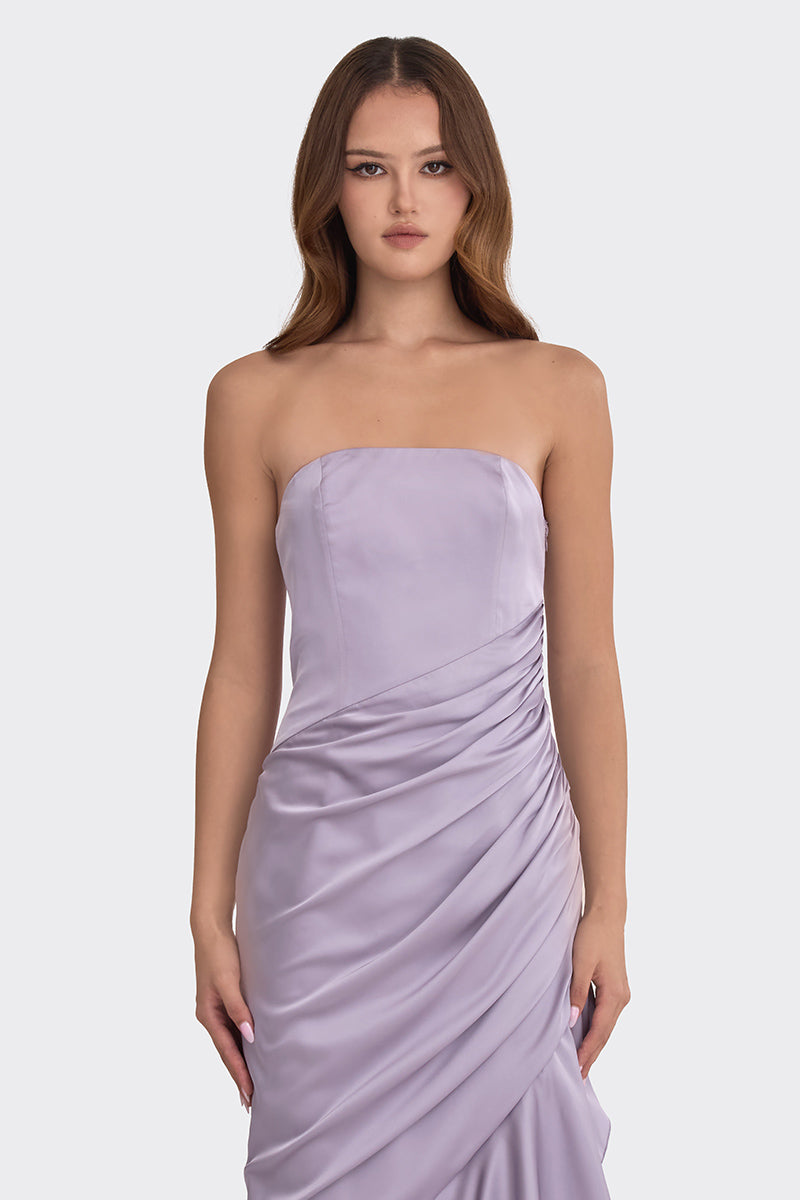 Stolen Stores Corset Draped Dress in Dusty Purple | Cult Mia Stolen Stores Corset Draped Dress in Dusty Purple | Cult Mia