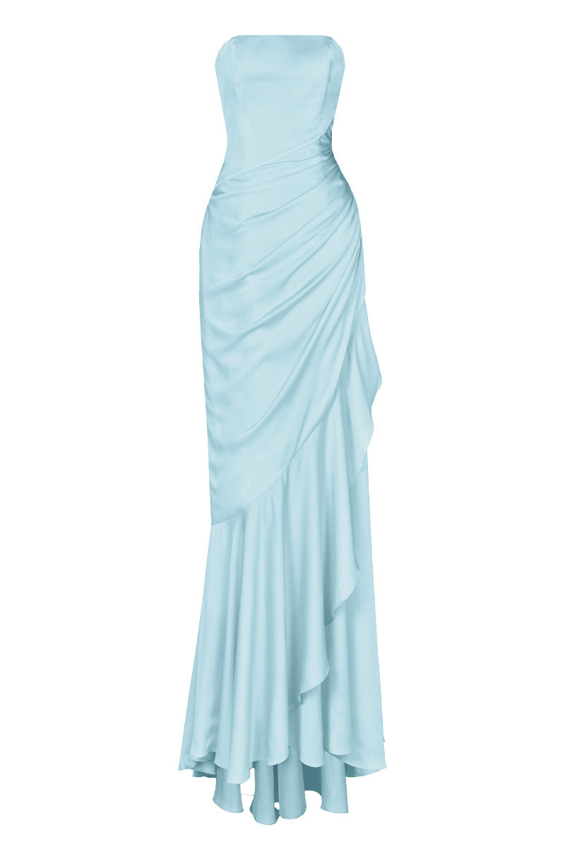 CORSET DRAPED DRESS IN BLUE - CULT MIA