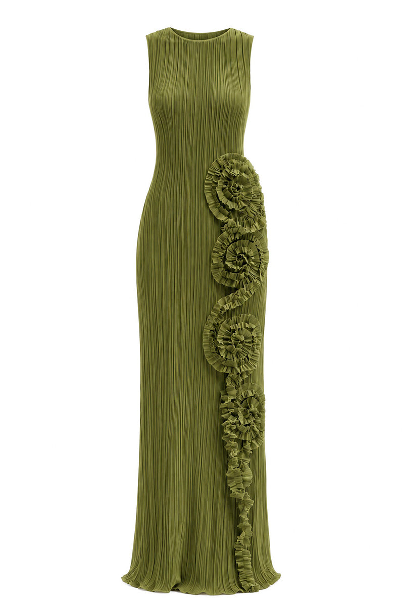 Maylé Vásquez CULT MIA X Malyé Vásquez Costa Clara maxi dress in forest green, flowing fabric and elegant design.