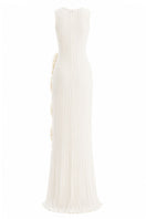 Off-white Costa Clara maxi dress by Maylé Vásquez with flowing fabric and elegant design, perfect for stylish summer wear.