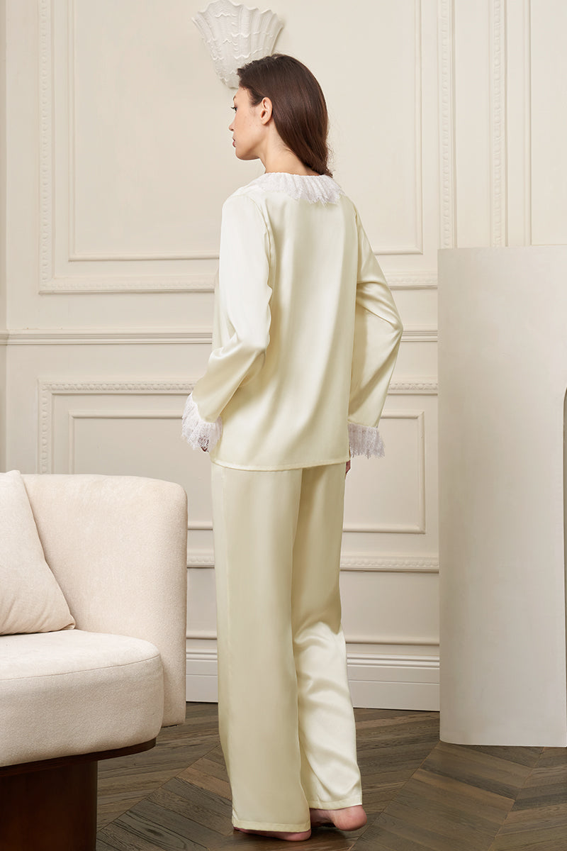Yellow women's pajama set from MANITO featuring a comfortable, stylish court design with a relaxed fit and soft fabric.