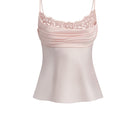 Light pink cowl neck lace top by Stolen Stores, featuring a flowy fabric and elegant neckline, perfect for stylish casual wear.