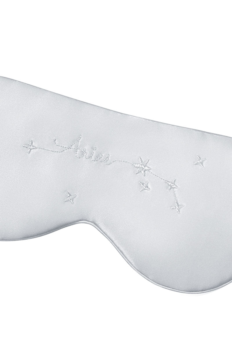 Gray Cozy Stellar Aries eye mask by MANITO, soft fabric with celestial star design for relaxing sleep or rest.