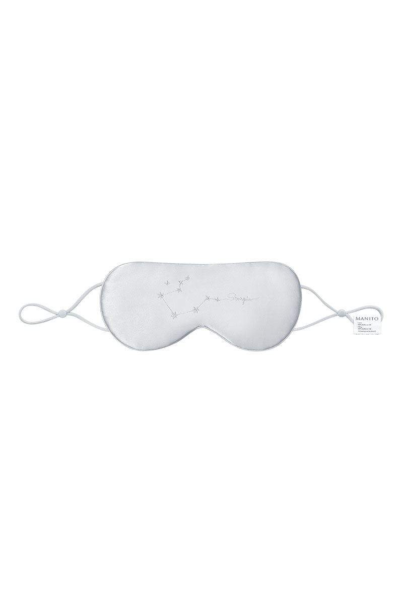 Gray MANITO Cozy Stellar Scorpio Eye Mask with soft fabric and adjustable strap for comfortable sleep or relaxation.