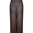 ZUT Lauren long maxi skirt in chocolate crocodile-embossed leather with a flowing silhouette and stylish design.