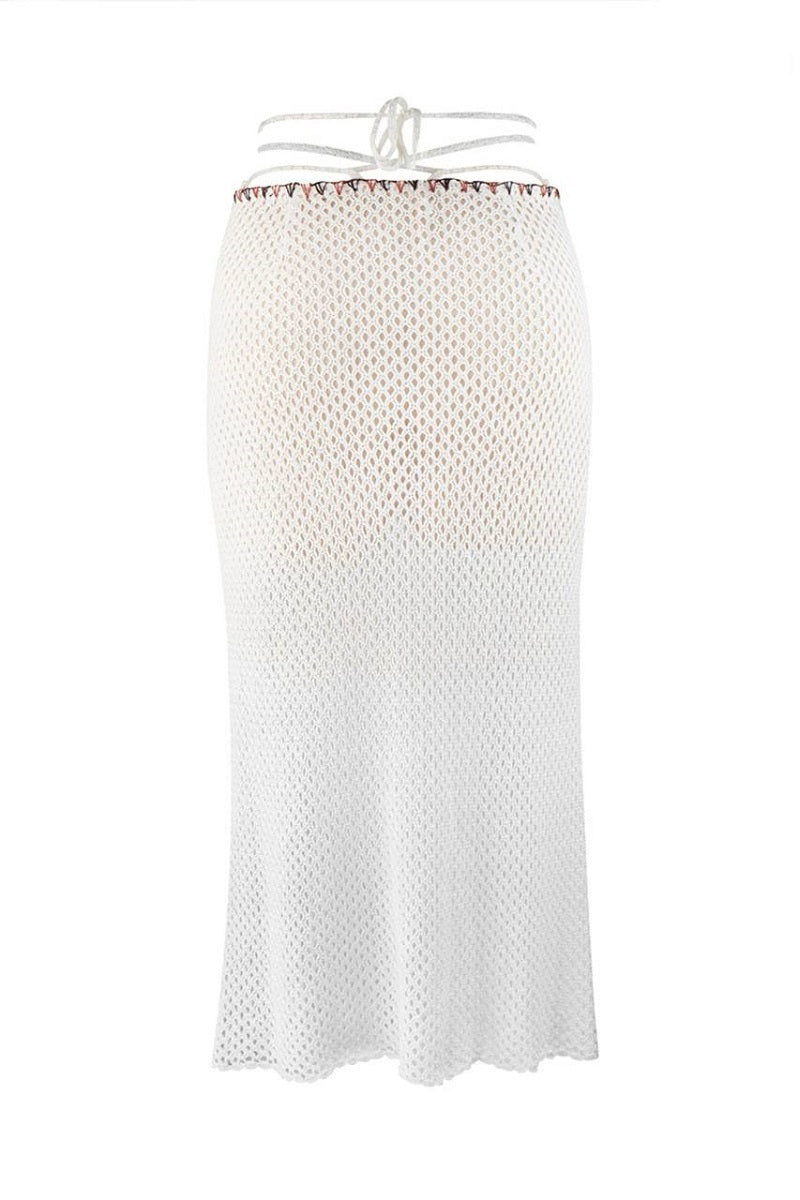 CROCHET KNITTED SKIRT IN WHITE - CULT MIA
