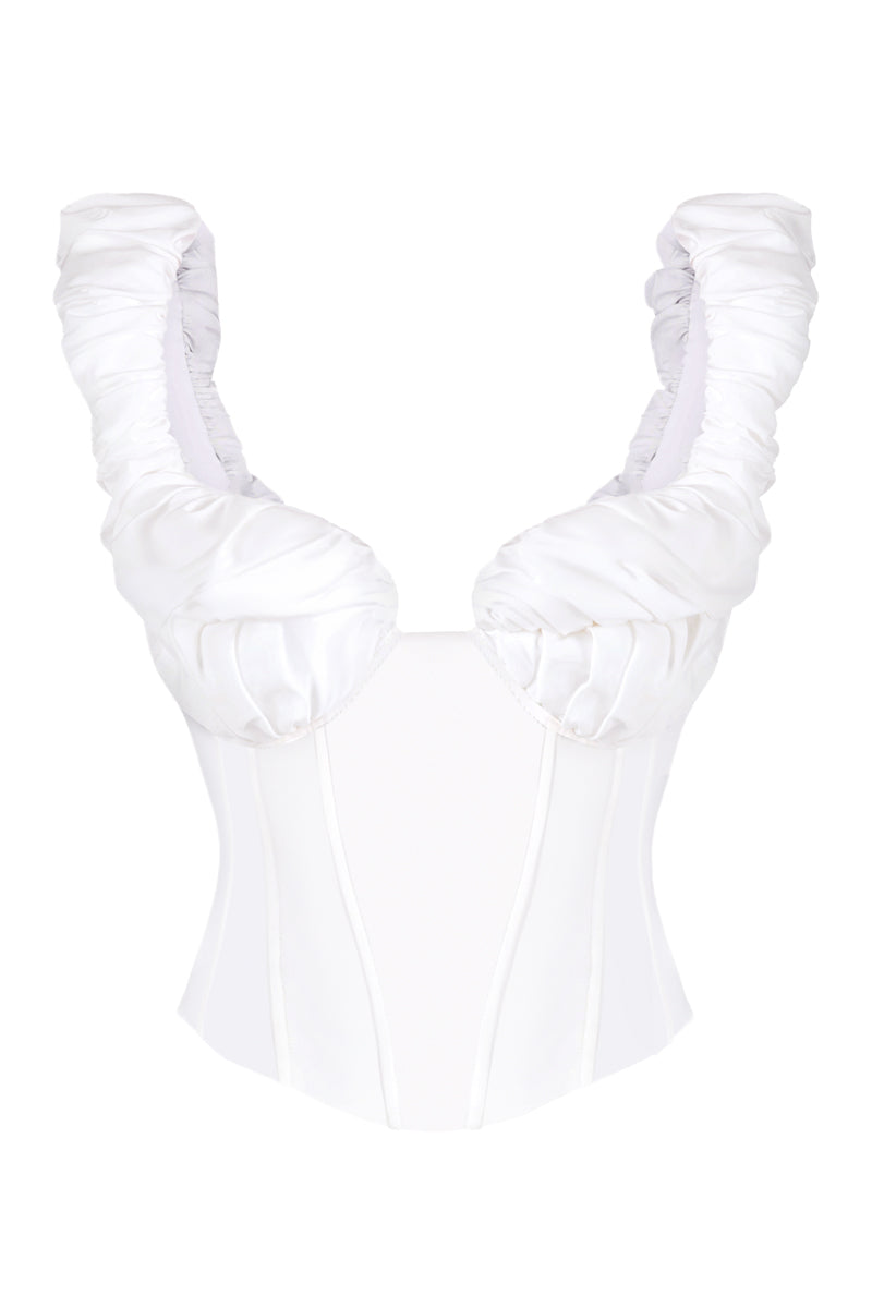 CROISSANT CORSET BUSTIER IN OFF WHITE - CULT MIA