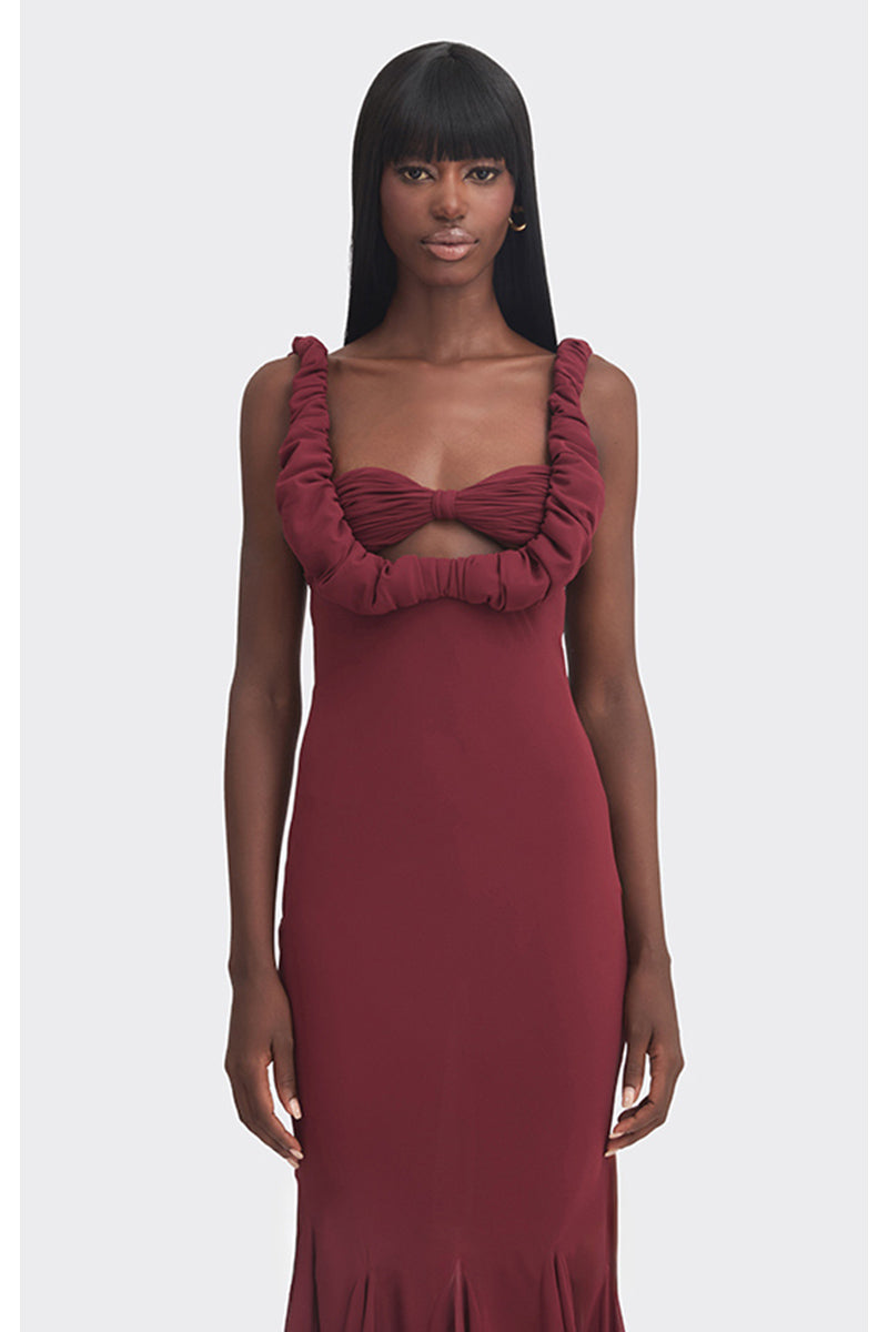 flowy burgundy dress Flowy Gown, Size S, Red, Misses