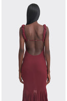 Burgundy Croissant Maxi Slip Dress by Stolen Stores, featuring a flowing silhouette and elegant design.