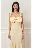 Light yellow Croissant Maxi Slip Dress by Stolen Stores, flowing sleeveless dress with a relaxed fit and elegant design.