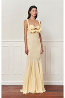 Light yellow Croissant Maxi Slip Dress by Stolen Stores, flowing fabric and elegant design for casual or dressy occasions.