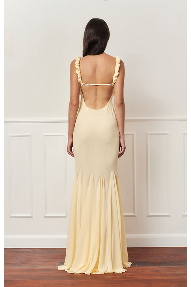 CROISSANT MAXI SLIP DRESS IN LIGHT YELLOW