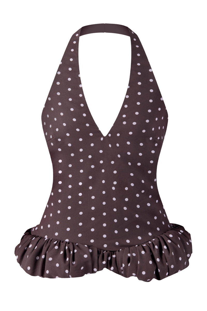 CROISSANT MINI TOP IN DARK BROWN - CULT MIA