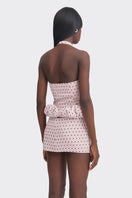 Mini croissant top in Kapi purple with white polka dots, stylish sleeveless blouse from Stolen Stores.