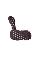 Brown polka dot one-shoulder top by Stolen Stores, featuring a stylish croissant neckline and casual fit.